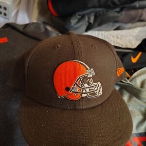 New Era Brown Cap with Orange Logo Size 8 Fitted